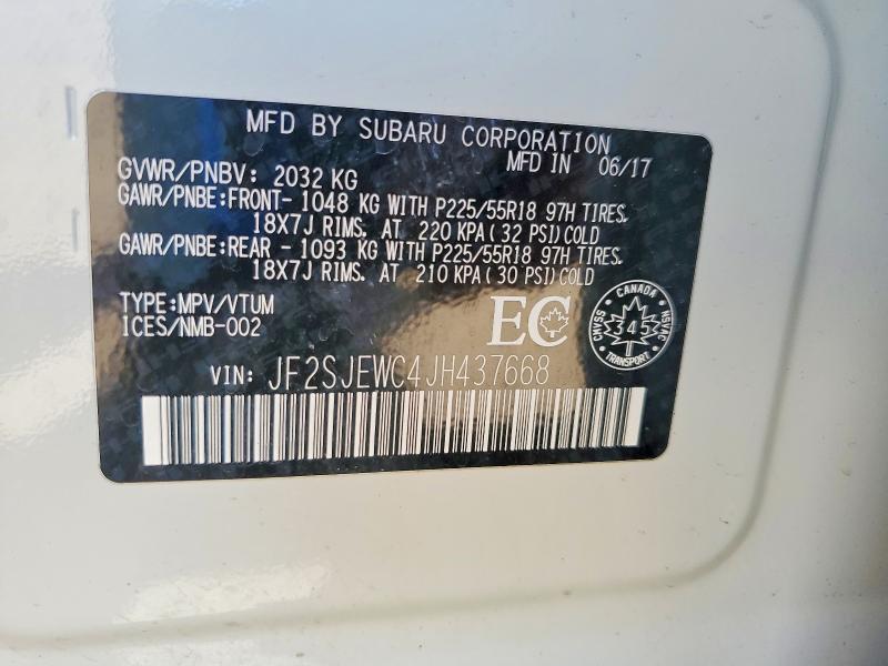 56872076 :رقم المزاد ، JF2SJEWC4JH437668 vin ، 2018 Subaru Forester مزاد بيع