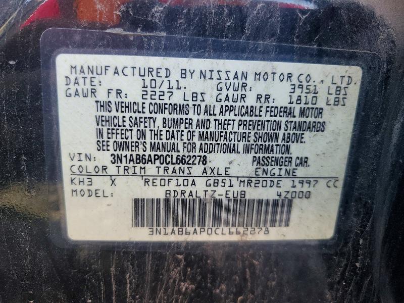 Aukcja sprzedaży 2012 Nissan Sentra, vin: 3N1AB6AP0CL662278, numer aukcji: 56602706