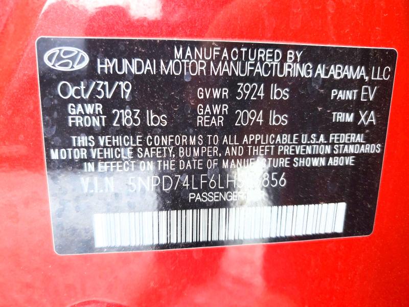 Продаж на аукціоні авто 2020 Hyundai Elantra, vin: 5NPD74LF6LH563856, номер лоту: 54423516