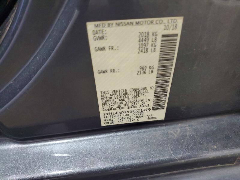Aukcja sprzedaży 2019 Nissan Altima, vin: 1N4BL4DWXKN302669, numer aukcji: 58091606