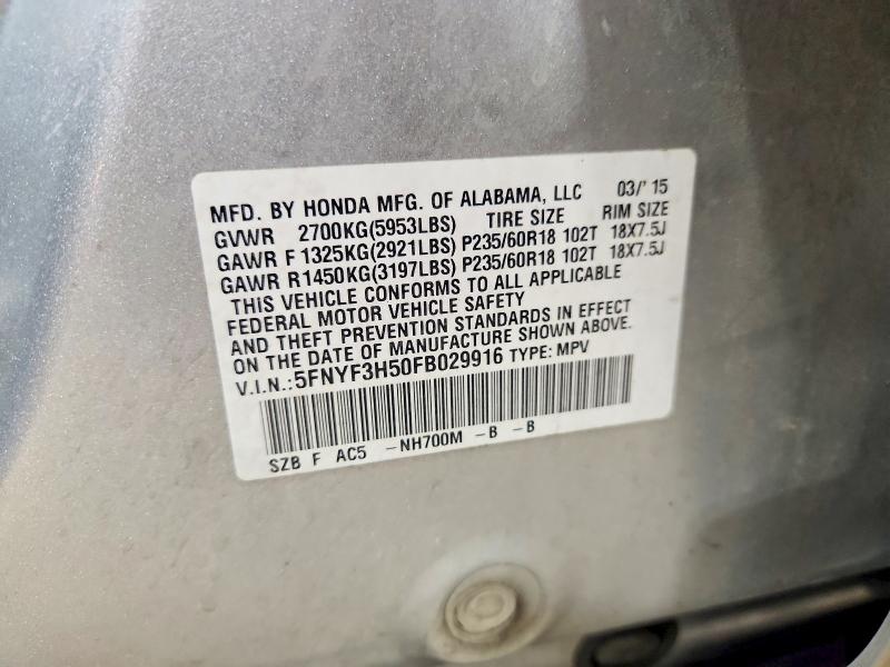 Продаж на аукціоні авто 2015 Honda Pilot, vin: 5FNYF3H50FB029916, номер лоту: 57483346