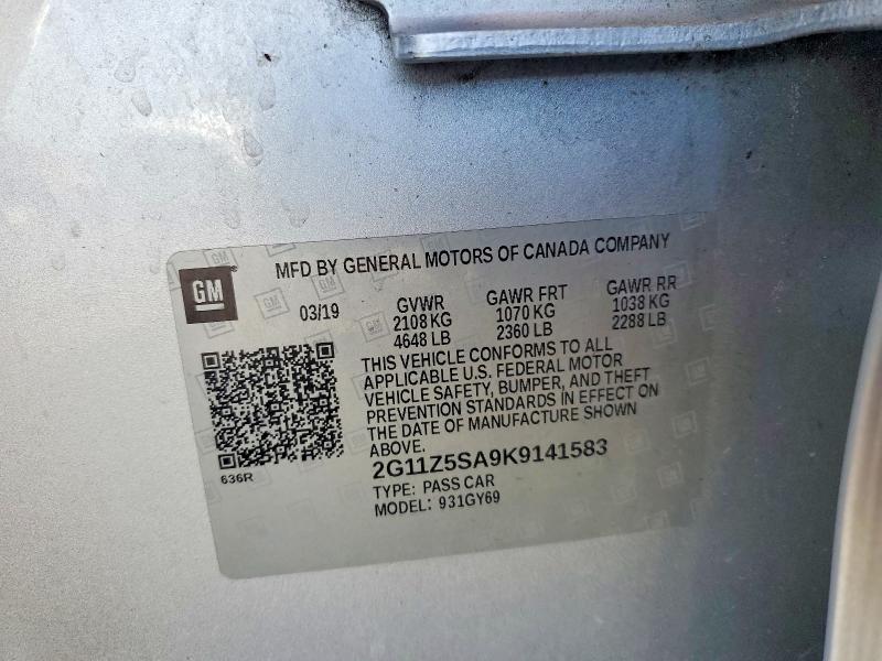 Aukcja sprzedaży 2019 Chevrolet Impala, vin: 2G11Z5SA9K9141583, numer aukcji: 55911196