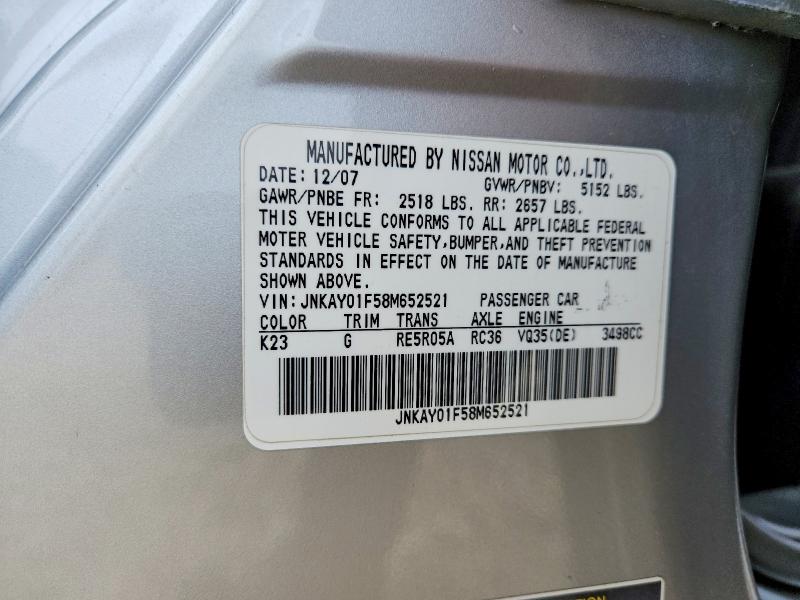 Aukcja sprzedaży 2008 Infiniti M35, vin: JNKAY01F58M652521, numer aukcji: 55115856