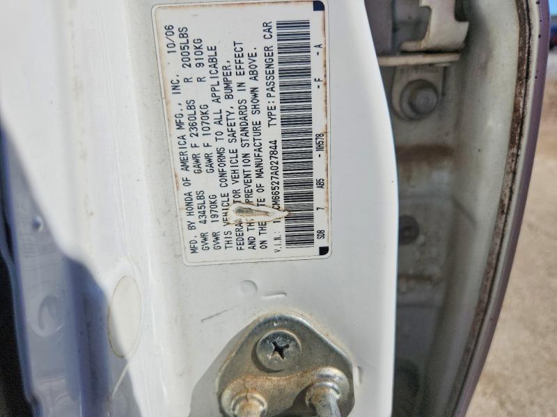 56899786 :رقم المزاد ، 1HGCM66527A027844 vin ، 2007 Honda Accord مزاد بيع