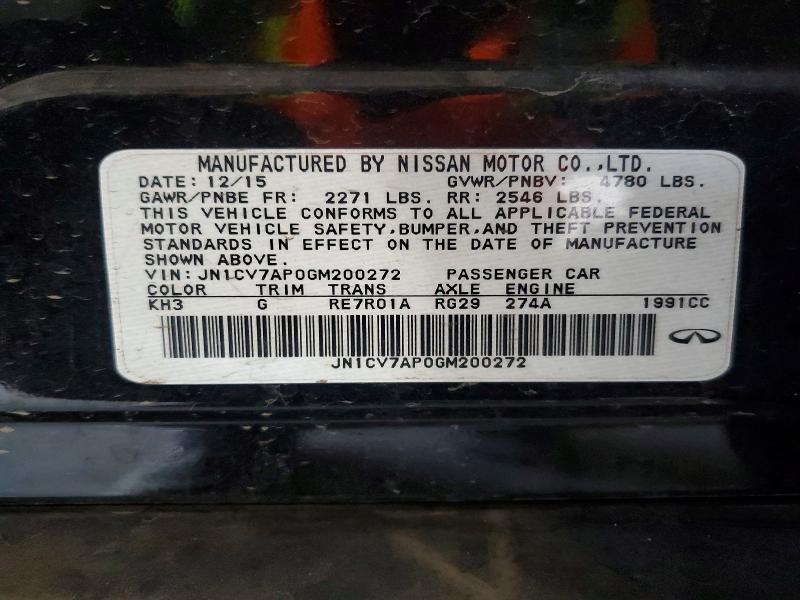 57771876 :رقم المزاد ، JN1CV7AP0GM200272 vin ، 2016 Infiniti Q50 مزاد بيع