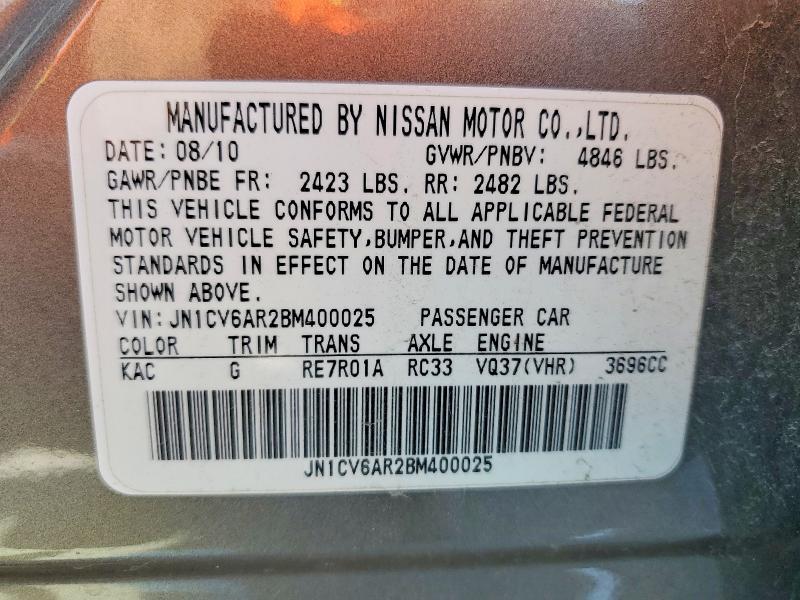 Aukcja sprzedaży 2011 Infiniti G37 Sedan, vin: JN1CV6AR2BM400025, numer aukcji: 55901586