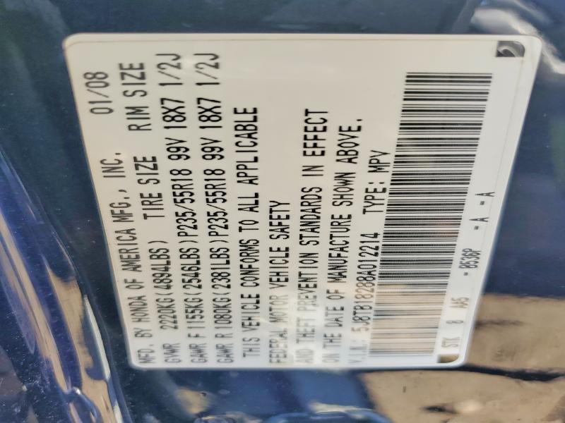 56355246 :رقم المزاد ، 5J8TB18288A012214 vin ، 2008 Acura Rdx مزاد بيع