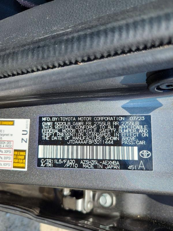 2023 Toyota Crown მანქანა იყიდება აუქციონზე, vin: JTDAAAAF8P3011444, აუქციონის ნომერი: 58654016