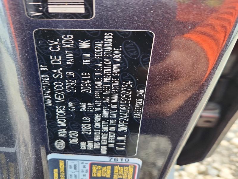 55576186 :رقم المزاد ، 3KPF24AD8LE252734 vin ، 2020 Kia Forte مزاد بيع