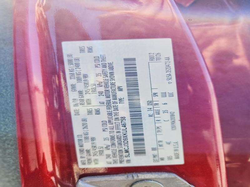 Aukcja sprzedaży 2019 Lincoln Mkc, vin: 5LMCJ3D9XKUL46758, numer aukcji: 57011886