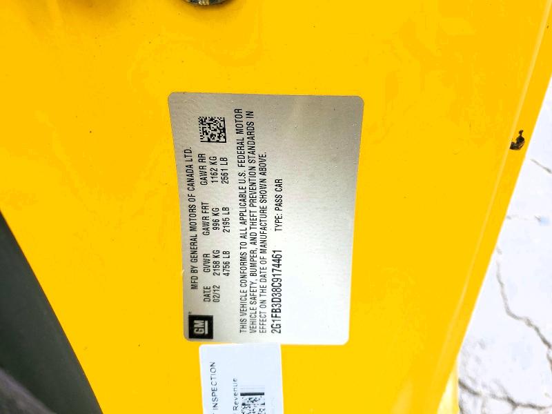 Продажа на аукционе авто 2012 Chevrolet Camaro, vin: 2G1FB3D38C9174461, номер лота: 56302636