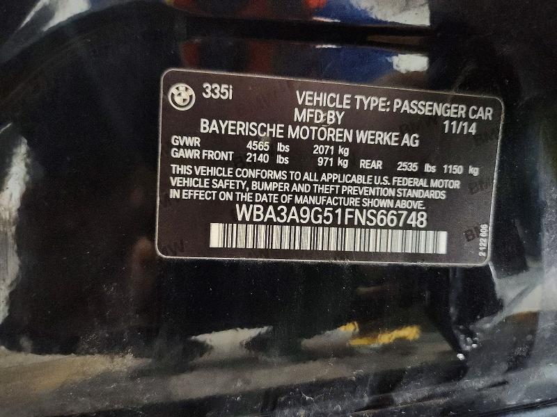 Продажа на аукционе авто 2015 Bmw 335, vin: WBA3A9G51FNS66748, номер лота: 58027536