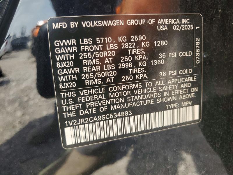 Aukcja sprzedaży 2025 Volkswagen Atlas, vin: 1V2JR2CA9SC534883, numer aukcji: 59079646