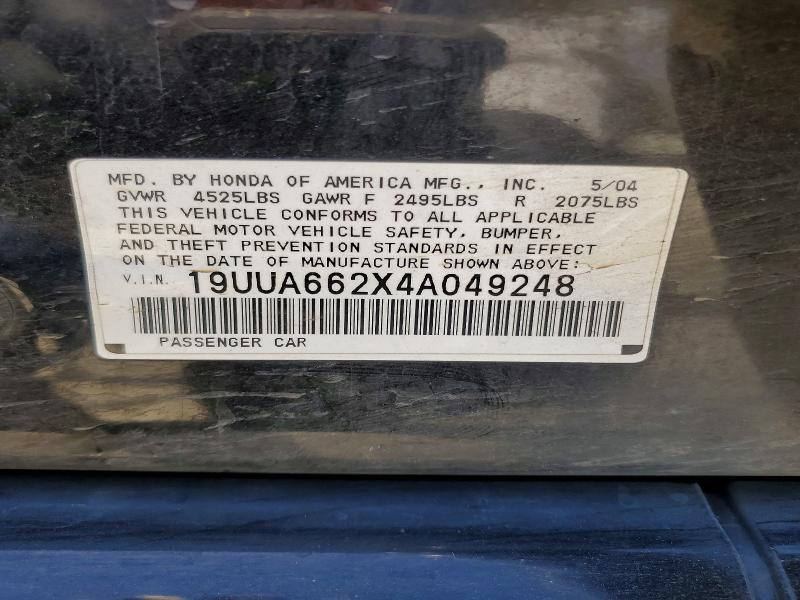 2004 Acura Tl მანქანა იყიდება აუქციონზე, vin: 19UUA662X4A049248, აუქციონის ნომერი: 58048846