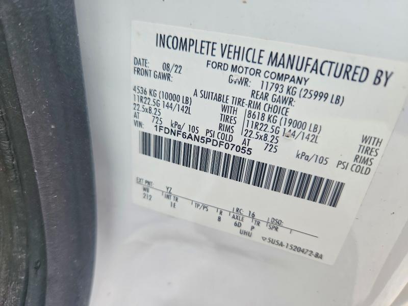 57934066 :رقم المزاد ، 1FDNF6AN5PDF07055 vin ، 2023 Ford F650 مزاد بيع
