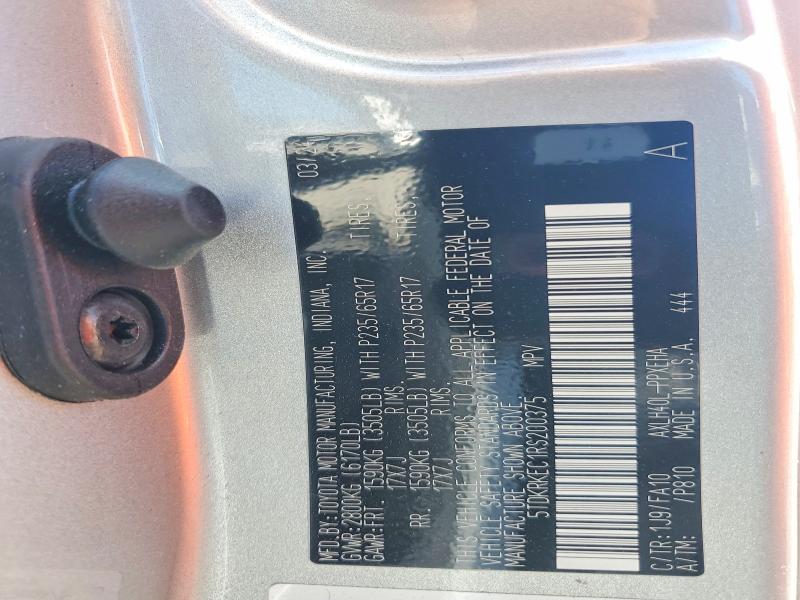 56183446 :رقم المزاد ، 5TDKRKEC1RS200375 vin ، 2024 Toyota Sienna مزاد بيع
