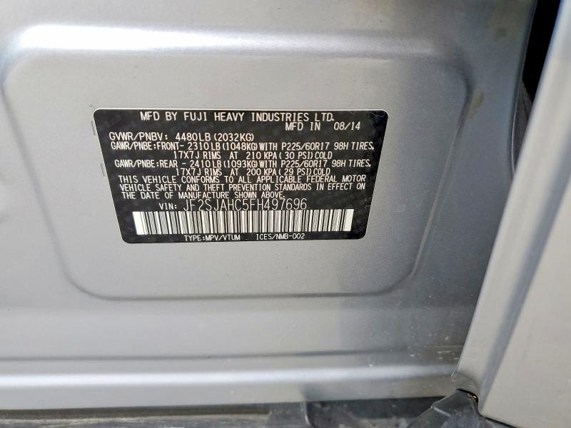 Продажа на аукционе авто 2015 Subaru Forester, vin: JF2SJAHC5FH497696, номер лота: 57338346
