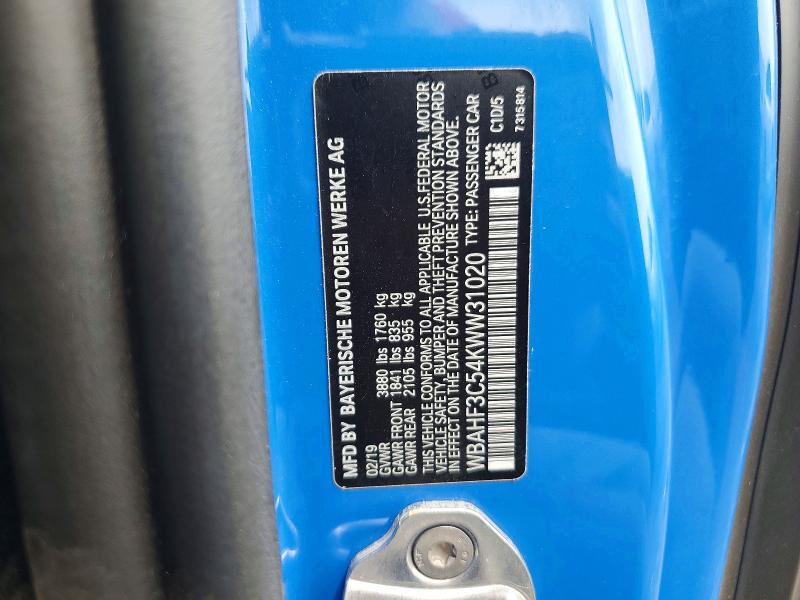 2019 Bmw Z4 მანქანა იყიდება აუქციონზე, vin: WBAHF3C54KWW31020, აუქციონის ნომერი: 58150076