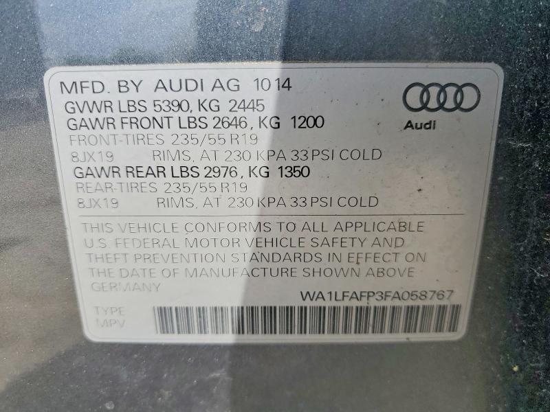 56691536 :رقم المزاد ، WA1LFAFP3FA058767 vin ، 2015 Audi Q5 مزاد بيع