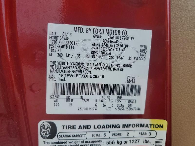 Aukcja sprzedaży 2013 Ford F150, vin: 1FTFW1ETXDFB29318, numer aukcji: 51900586