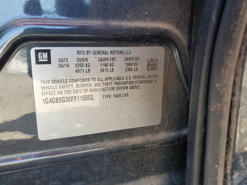 58238066 :رقم المزاد ، 1G4GB5G36FF116553 vin ، 2015 Buick Lacrosse مزاد بيع