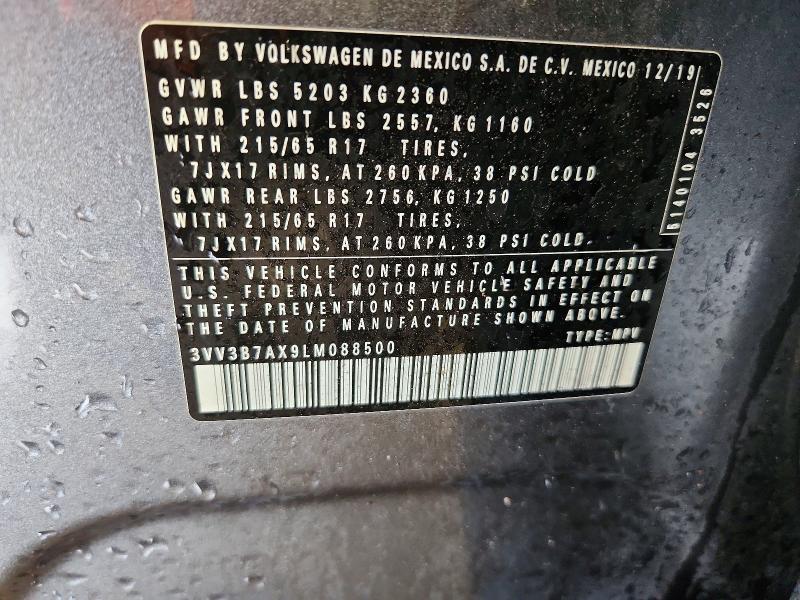 Aukcja sprzedaży 2020 Volkswagen Tiguan, vin: 3VV3B7AX9LM088500, numer aukcji: 54011456