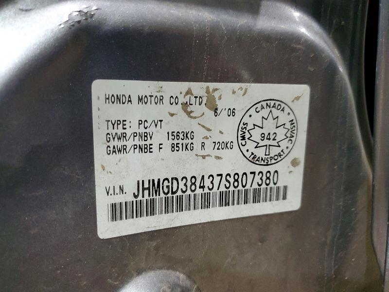 Auction sale of the 2007 Honda Fit, vin: JHMGD38437S807380, lot number: 54507846