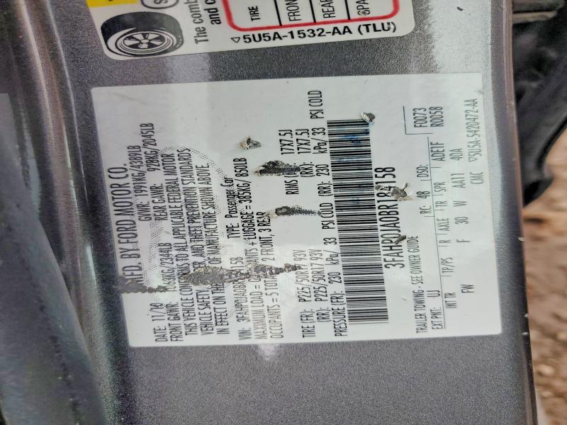 Продаж на аукціоні авто 2011 Ford Fusion, vin: 3FAHP0JA0BR184158, номер лоту: 57683166