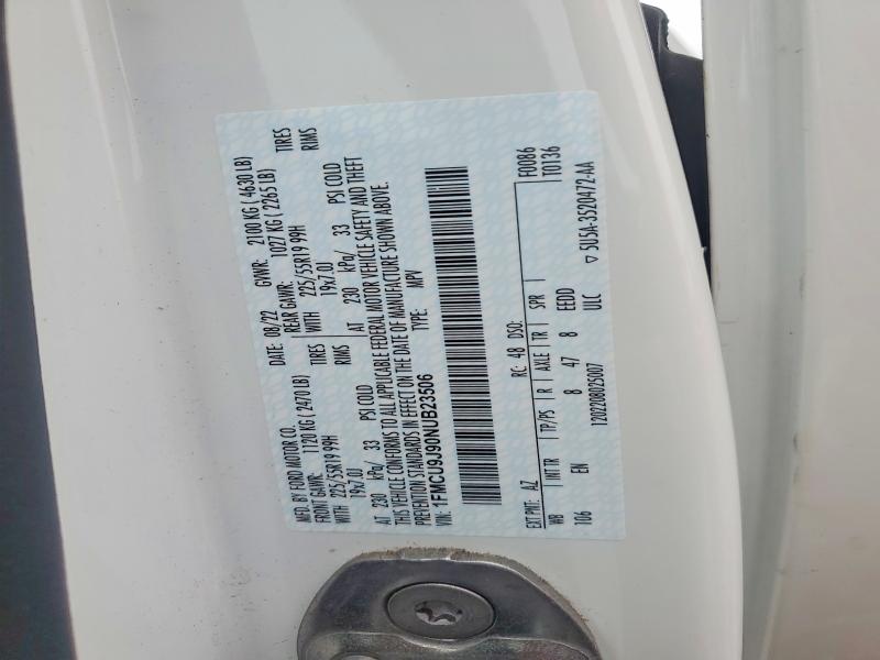55898866 :رقم المزاد ، 1FMCU9J90NUB23506 vin ، 2022 Ford Escape مزاد بيع