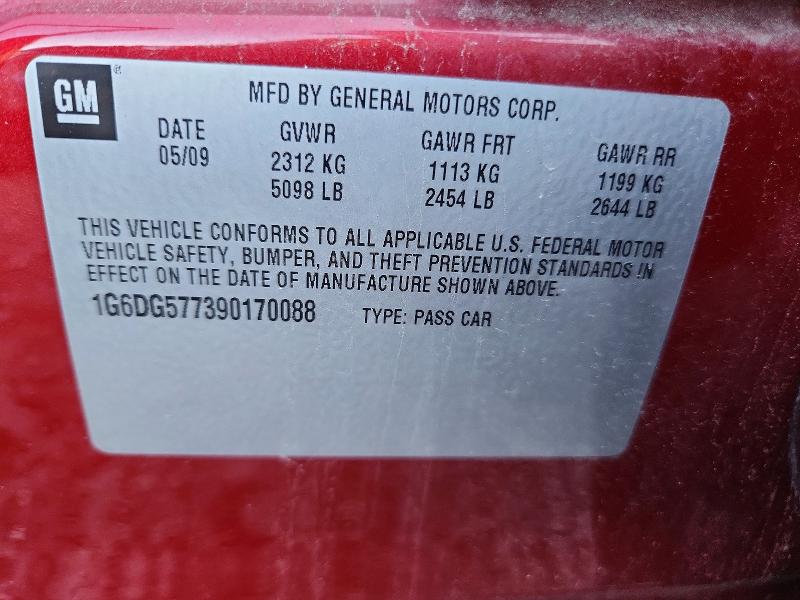 Aukcja sprzedaży 2009 Cadillac Cts, vin: 1G6DG577390170088, numer aukcji: 55834716