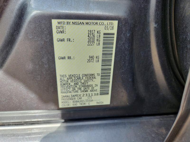 Продажа на аукционе авто 2018 Nissan Altima, vin: 1N4AL3AP0JC231138, номер лота: 59189226