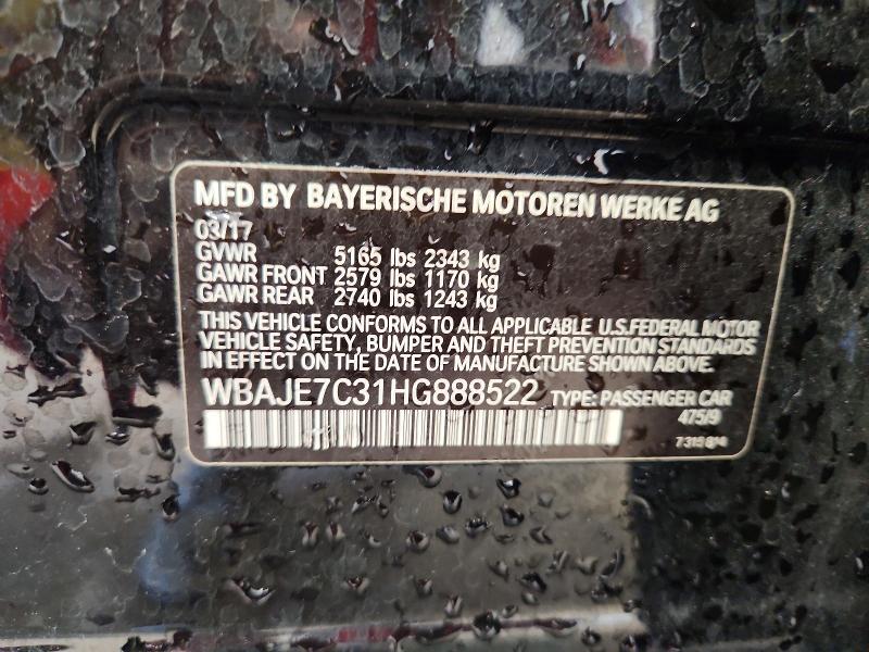 Продаж на аукціоні авто 2017 Bmw 540, vin: WBAJE7C31HG888522, номер лоту: 57221026