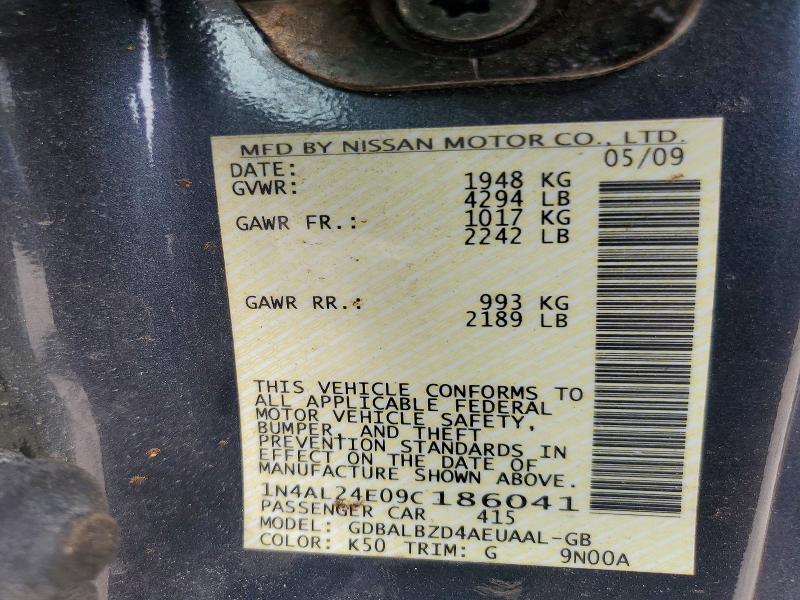 Aukcja sprzedaży 2009 Nissan Altima, vin: 1N4AL24E09C186041, numer aukcji: 56139216