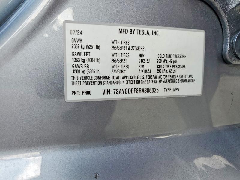 Продажа на аукционе авто 2024 Tesla Model Y, vin: 7SAYGDEF8RA306025, номер лота: 55980696
