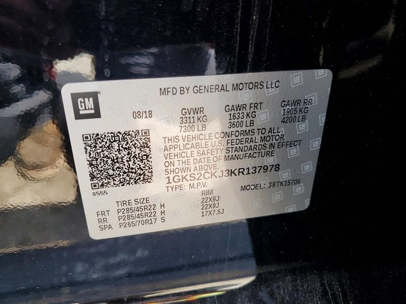 Aukcja sprzedaży 2019 Gmc Yukon, vin: 1GKS2CKJ3KR137978, numer aukcji: 59105866