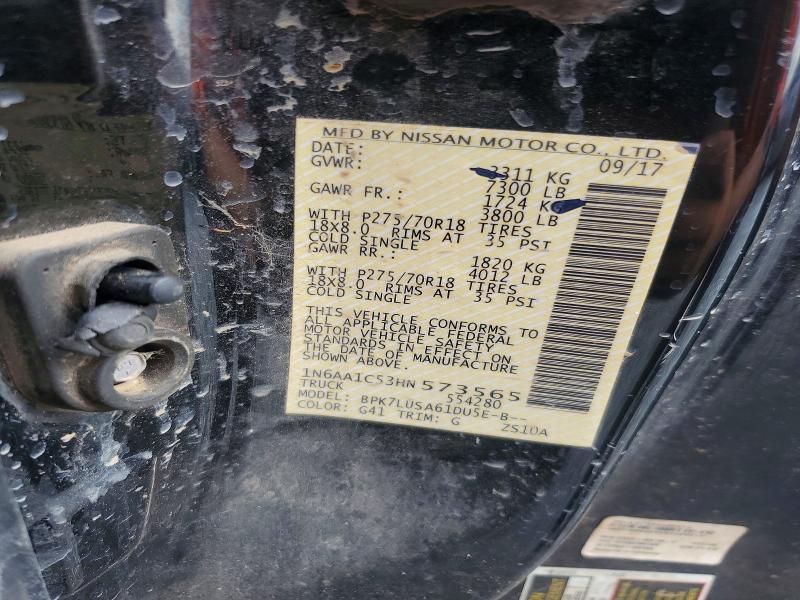 Aukcja sprzedaży 2017 Nissan Titan, vin: 1N6AA1C53HN573565, numer aukcji: 56053976
