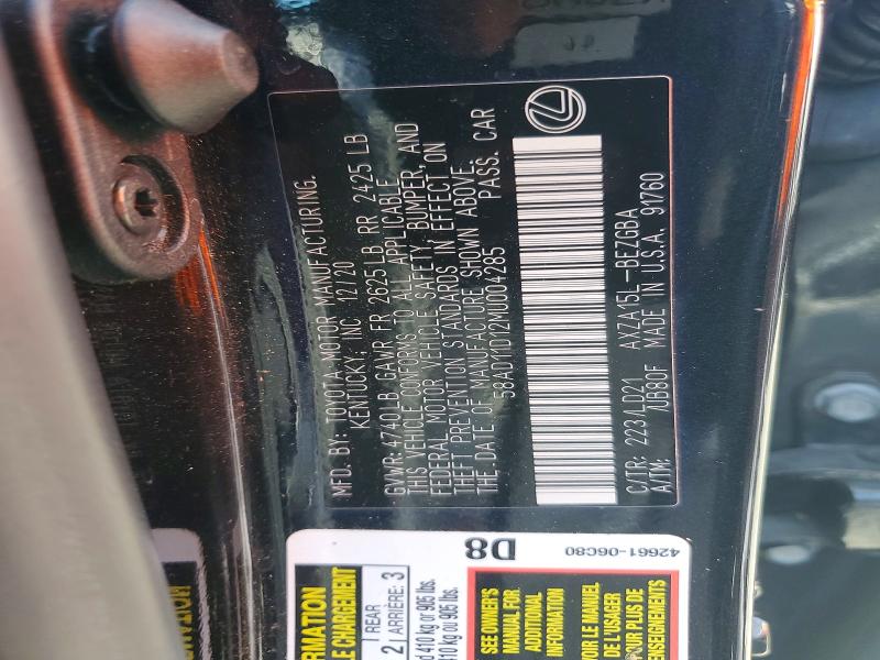 Продажа на аукционе авто 2021 Lexus Es 250, vin: 58AD11D12MU004285, номер лота: 56126706