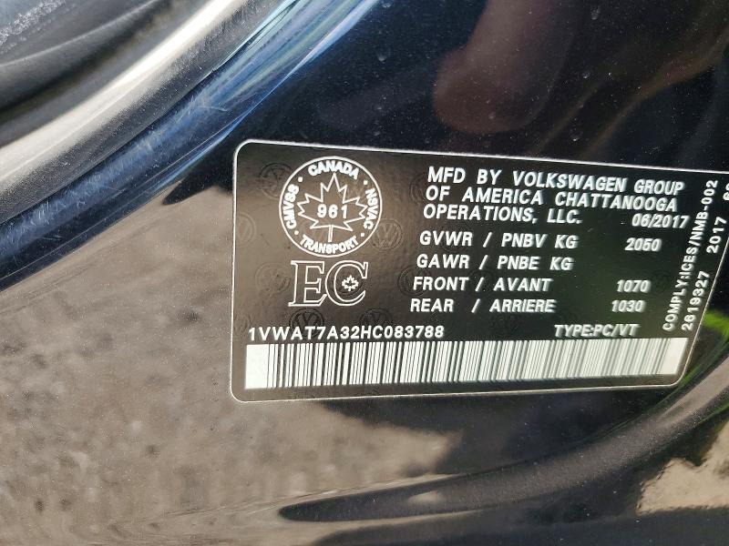 Продаж на аукціоні авто 2017 Volkswagen Passat, vin: 1VWAT7A32HC083788, номер лоту: 56796766
