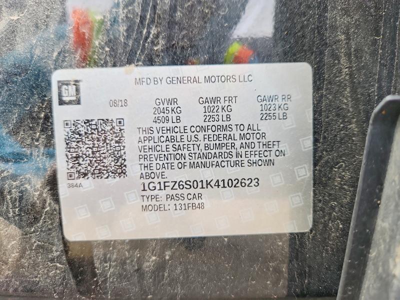 Aukcja sprzedaży 2019 Chevrolet Bolt Ev, vin: 1G1FZ6S01K4102623, numer aukcji: 55010236