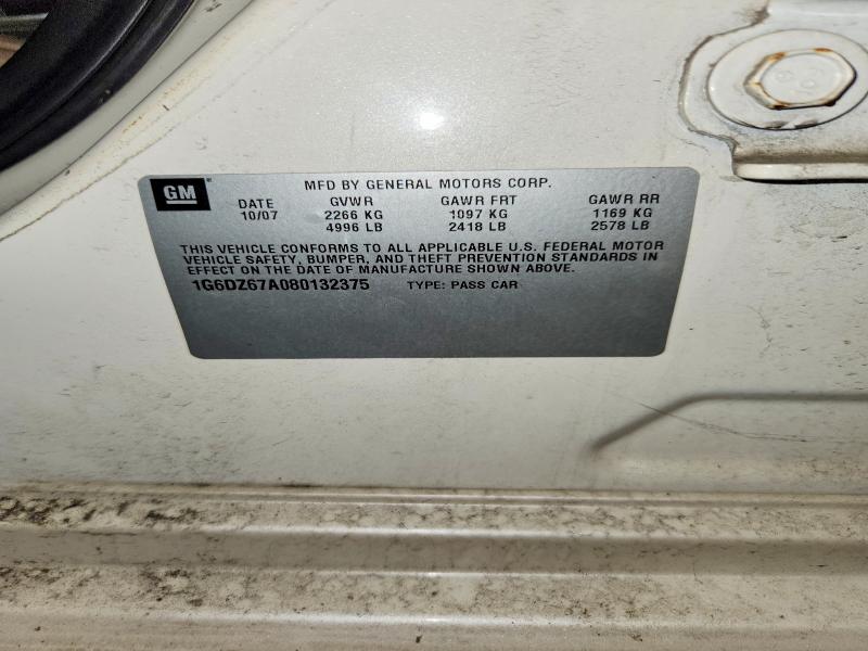 Aukcja sprzedaży 2008 Cadillac Sts, vin: 1G6DZ67A080132375, numer aukcji: 58826426