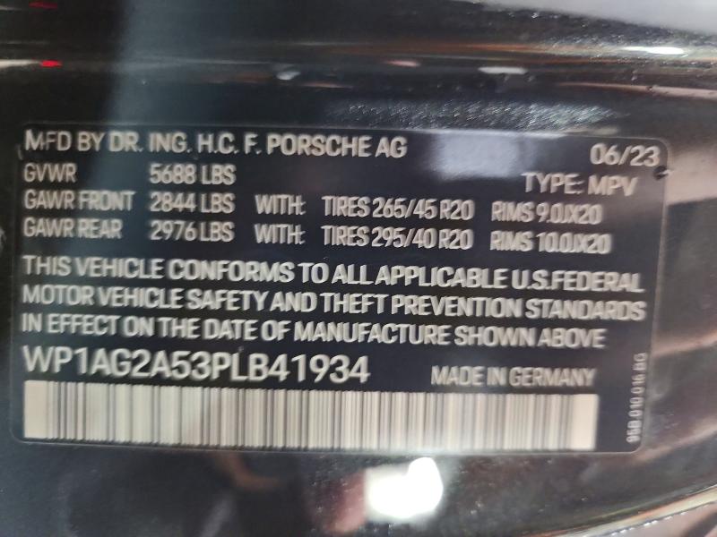 2023 Porsche Macan მანქანა იყიდება აუქციონზე, vin: WP1AG2A53PLB41934, აუქციონის ნომერი: 57001136