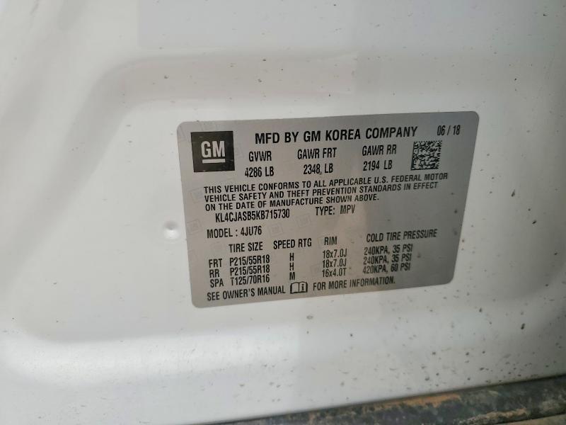 Продаж на аукціоні авто 2019 Buick Encore, vin: KL4CJASB5KB715730, номер лоту: 55767696