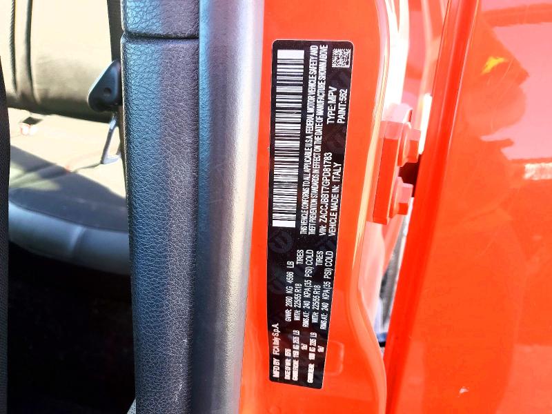 2016 Jeep Renegade მანქანა იყიდება აუქციონზე, vin: ZACCJBBT7GPD81783, აუქციონის ნომერი: 57722736