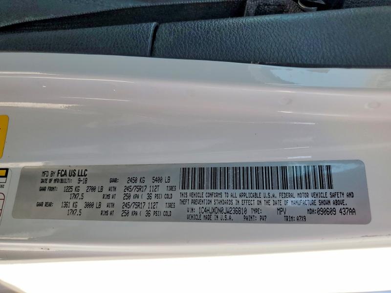 Aukcja sprzedaży 2018 Jeep Wrangler Unlimited, vin: 1C4HJXDN0JW236810, numer aukcji: 59012886