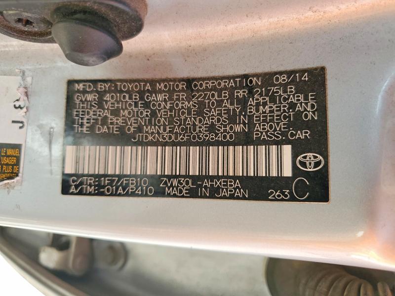 55973736 :رقم المزاد ، JTDKN3DU6F0398400 vin ، 2015 Toyota Prius مزاد بيع