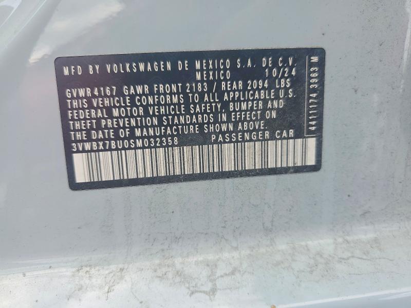 2025 Volkswagen Jetta მანქანა იყიდება აუქციონზე, vin: 3VWBX7BU0SM032358, აუქციონის ნომერი: 57937316