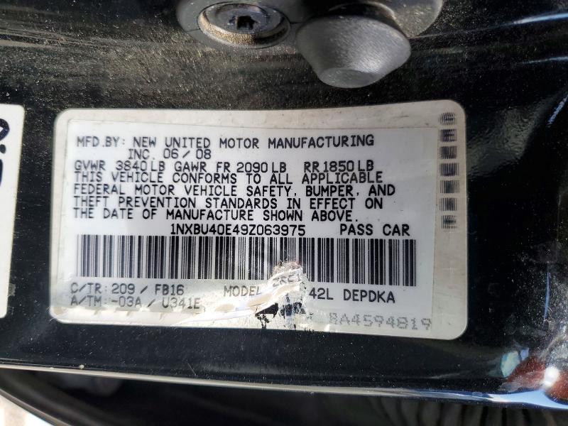 Продаж на аукціоні авто 2009 Toyota Corolla, vin: 1NXBU40E49Z063975, номер лоту: 57436466
