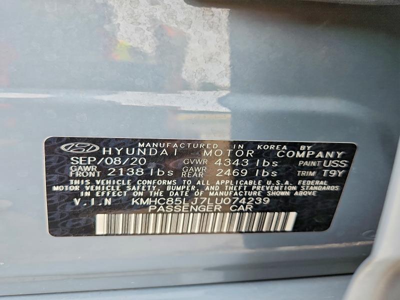 Aukcja sprzedaży 2020 Hyundai Ioniq, vin: KMHC85LJ7LU074239, numer aukcji: 58418866