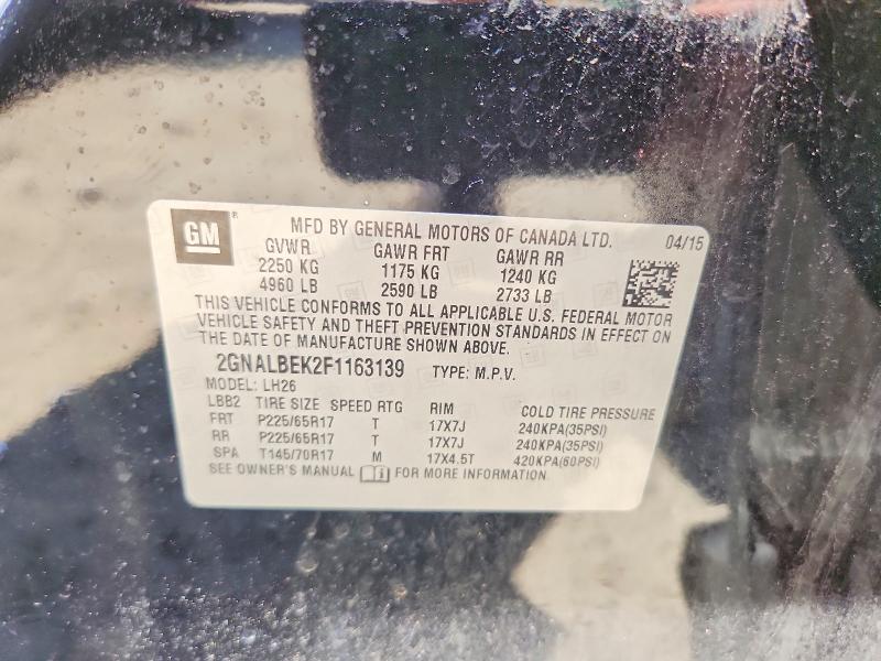 Продаж на аукціоні авто 2015 Chevrolet Equinox, vin: 2GNALBEK2F1163139, номер лоту: 55977566