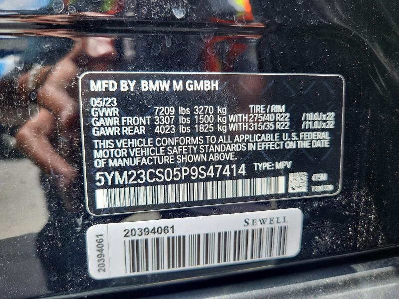 Продаж на аукціоні авто 2023 Bmw Xm, vin: 5YM23CS05P9S47414, номер лоту: 57109076